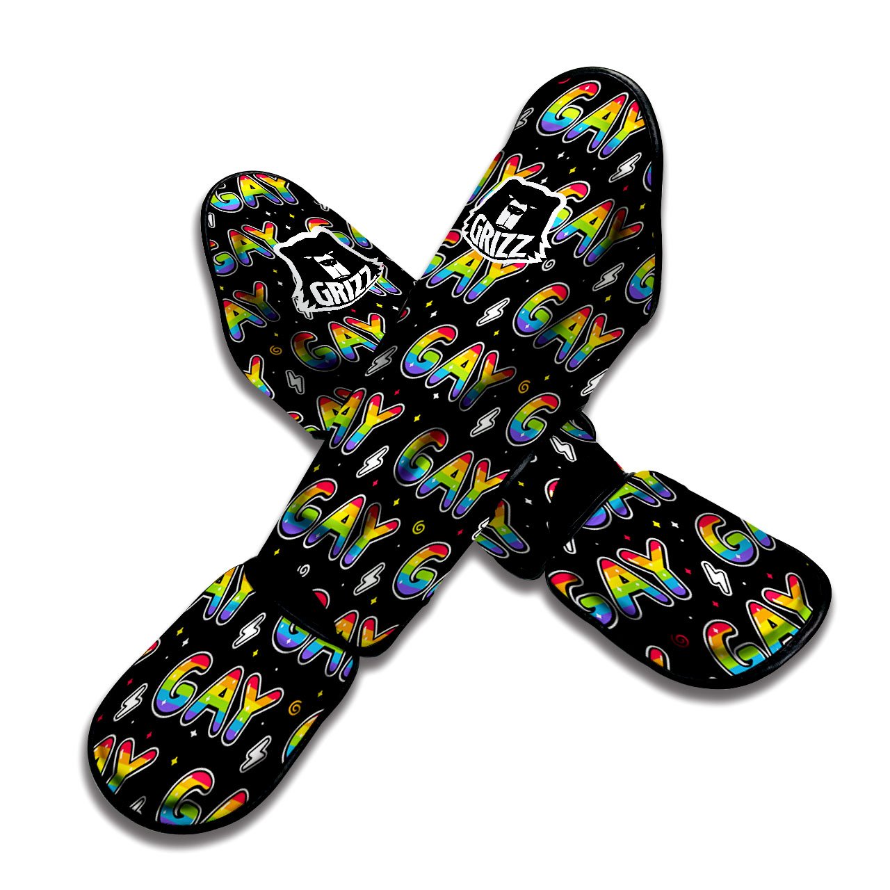 Gay Pride Rainbow Print Pattern Muay Thai Shin Guards-grizzshop