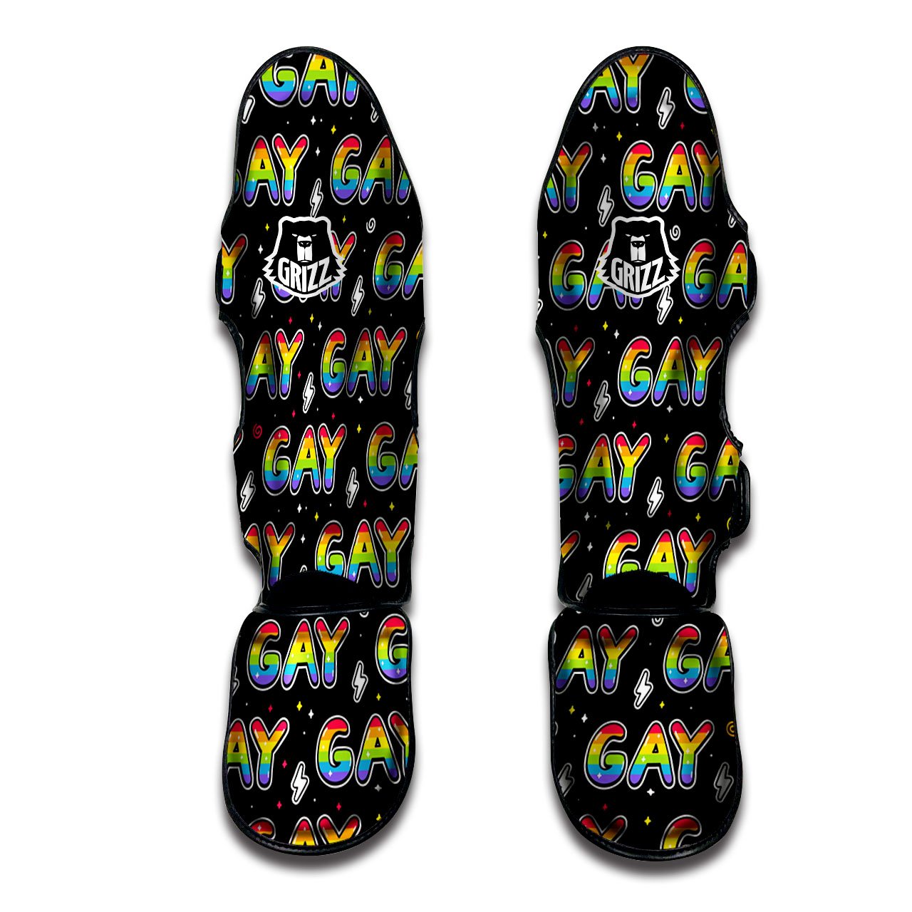 Gay Pride Rainbow Print Pattern Muay Thai Shin Guards-grizzshop