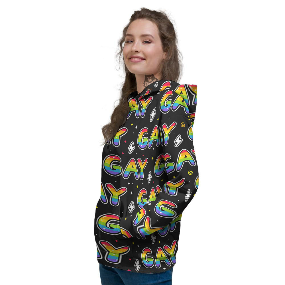 Gay Pride Rainbow Print Pattern Women's Hoodie-grizzshop