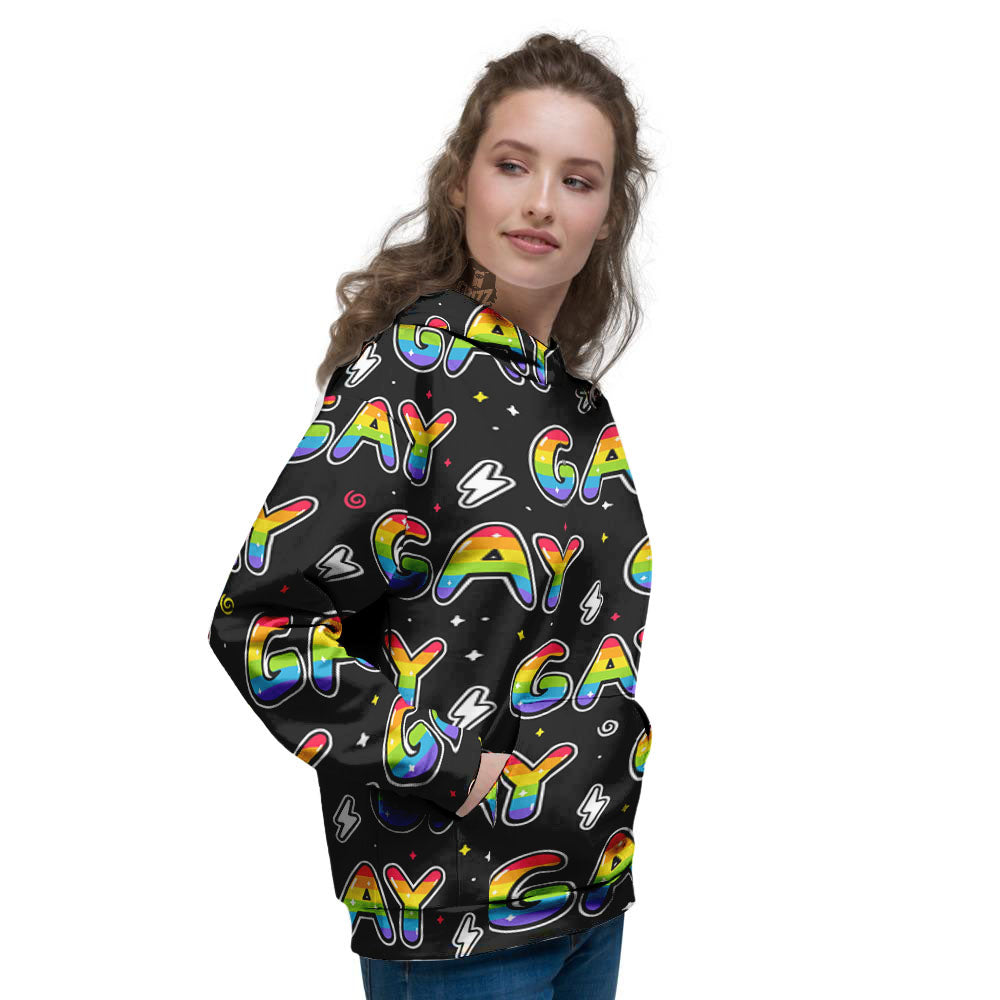 Gay Pride Rainbow Print Pattern Women's Hoodie-grizzshop