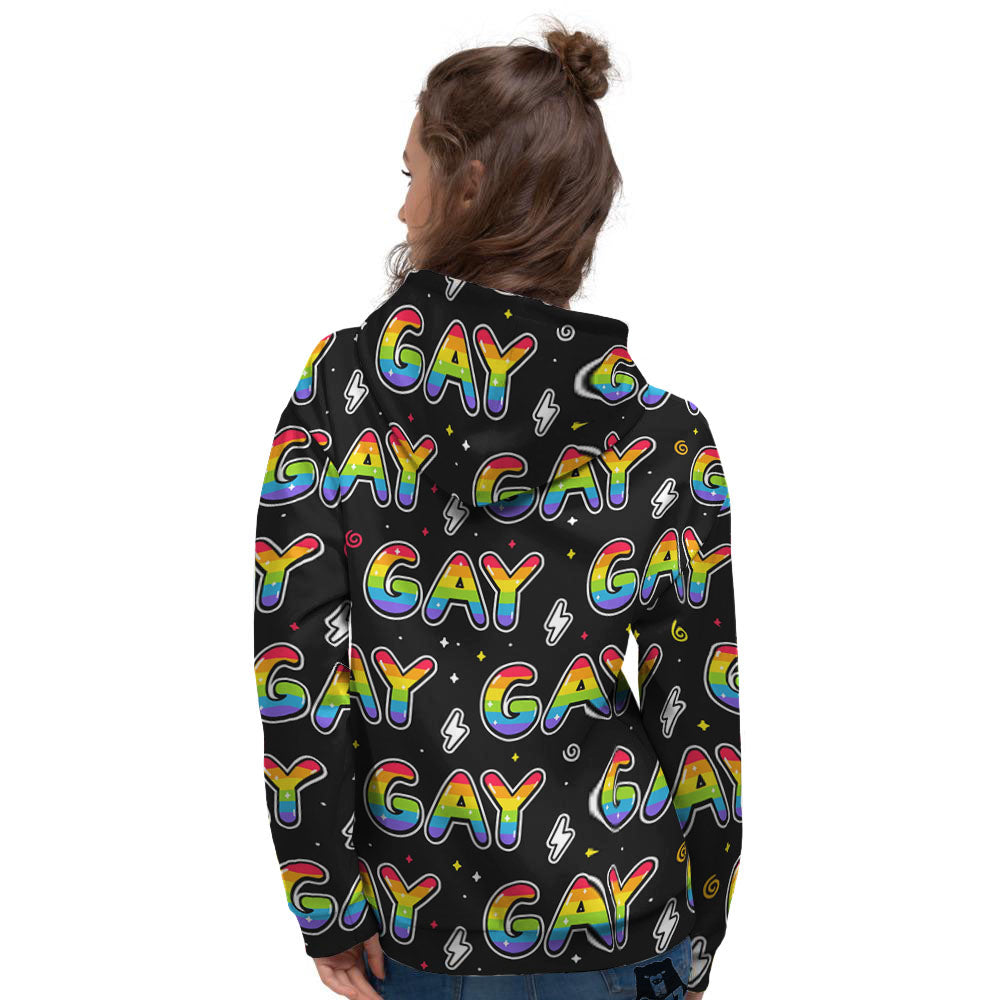 Gay Pride Rainbow Print Pattern Women's Hoodie-grizzshop