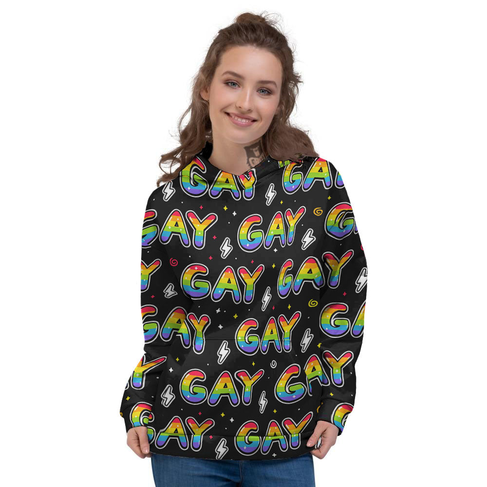 Gay Pride Rainbow Print Pattern Women's Hoodie-grizzshop