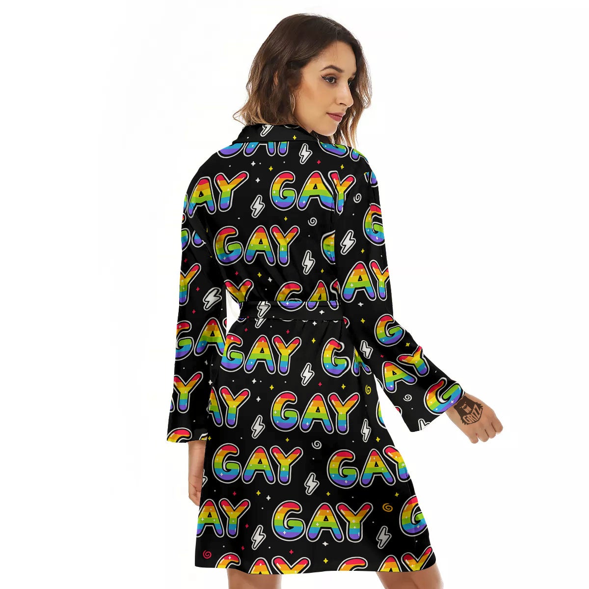 Gay Pride Rainbow Print Pattern Women's Robe-grizzshop