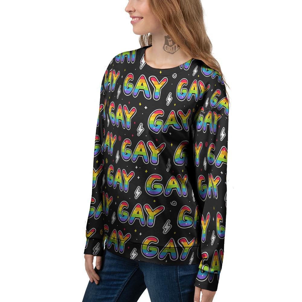 Gay Pride Rainbow Print Pattern Women's Sweatshirt-grizzshop