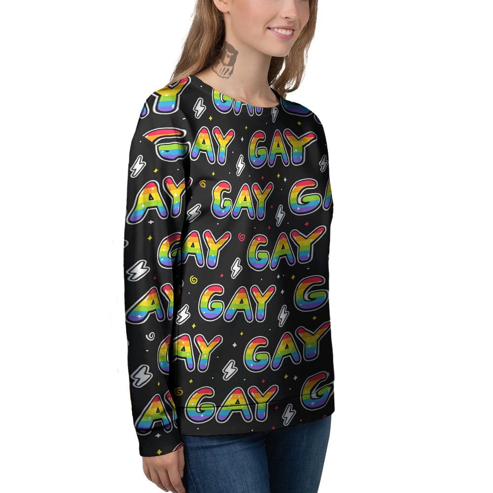 Gay Pride Rainbow Print Pattern Women's Sweatshirt-grizzshop