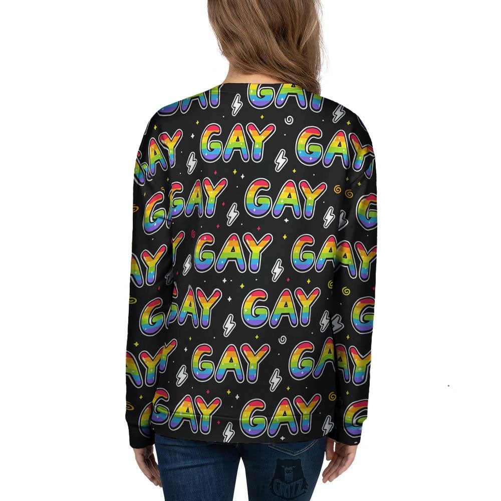 Gay Pride Rainbow Print Pattern Women's Sweatshirt-grizzshop