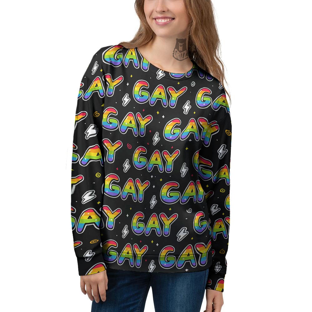 Gay Pride Rainbow Print Pattern Women's Sweatshirt-grizzshop