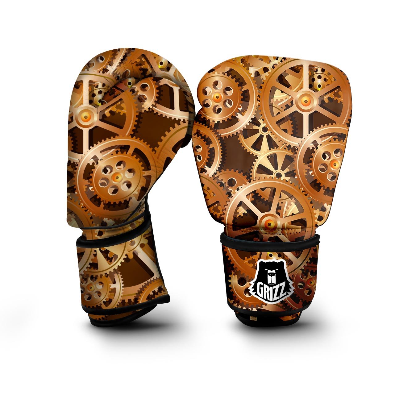 Gears And Steampunk Cogs Print Boxing Gloves-grizzshop