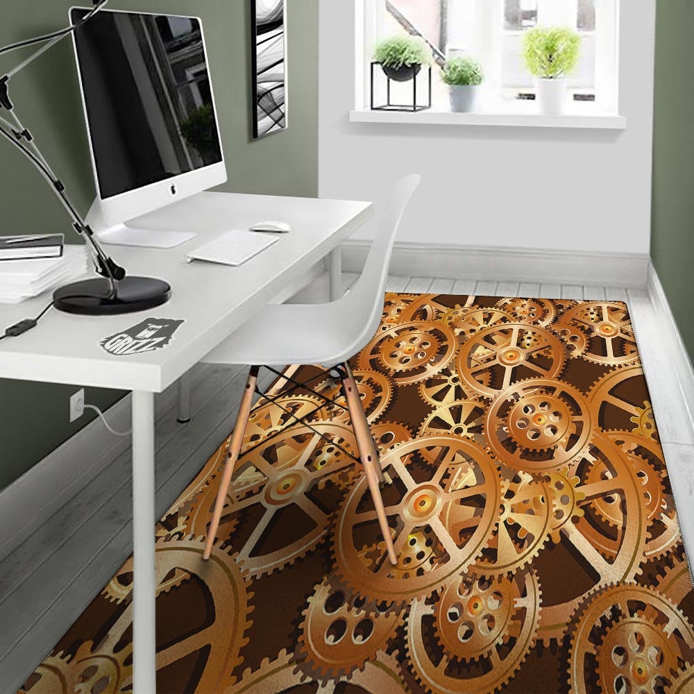 Gears And Steampunk Cogs Print Floor Mat-grizzshop
