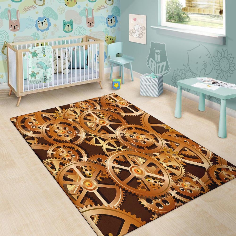 Gears And Steampunk Cogs Print Floor Mat-grizzshop