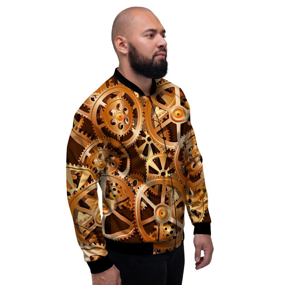 Gears And Steampunk Cogs Print Men's Bomber Jacket-grizzshop