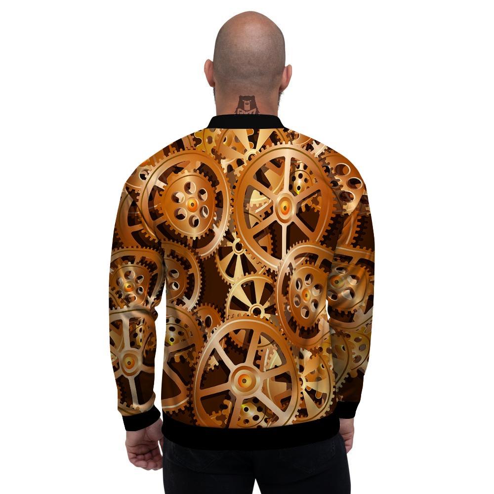 Gears And Steampunk Cogs Print Men's Bomber Jacket-grizzshop