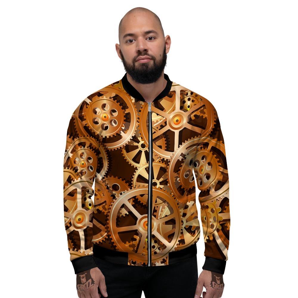 Gears And Steampunk Cogs Print Men's Bomber Jacket-grizzshop