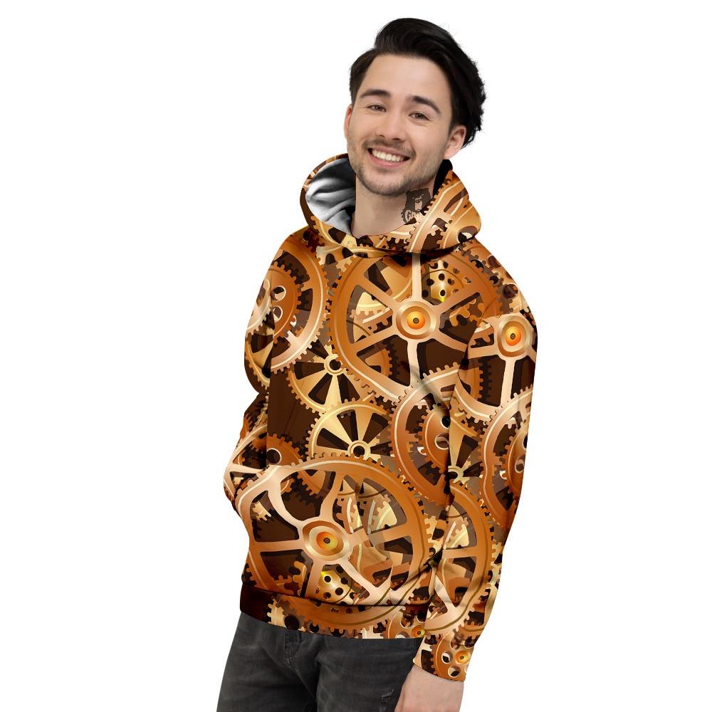 Gears And Steampunk Cogs Print Men's Hoodie-grizzshop