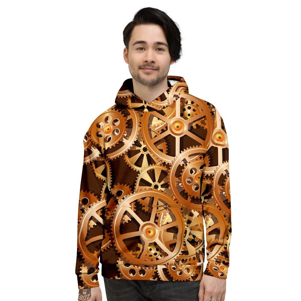 Gears And Steampunk Cogs Print Men's Hoodie-grizzshop