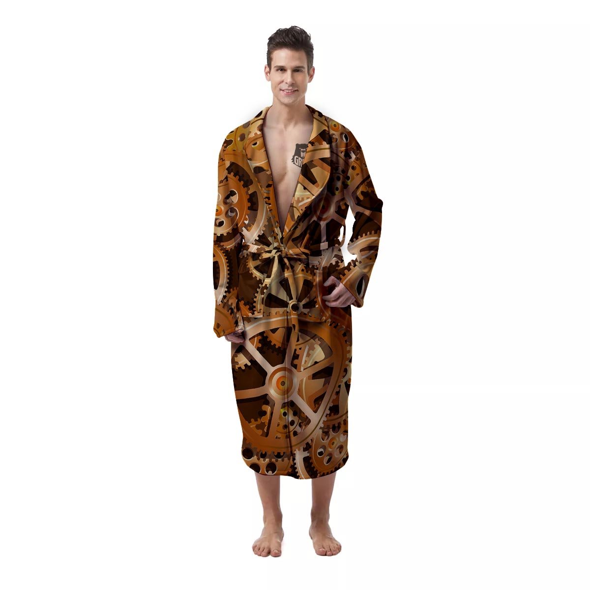 Gears And Steampunk Cogs Print Men's Robe-grizzshop