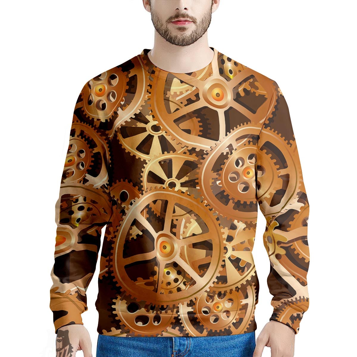 Gears And Steampunk Cogs Print Men's Sweatshirt-grizzshop