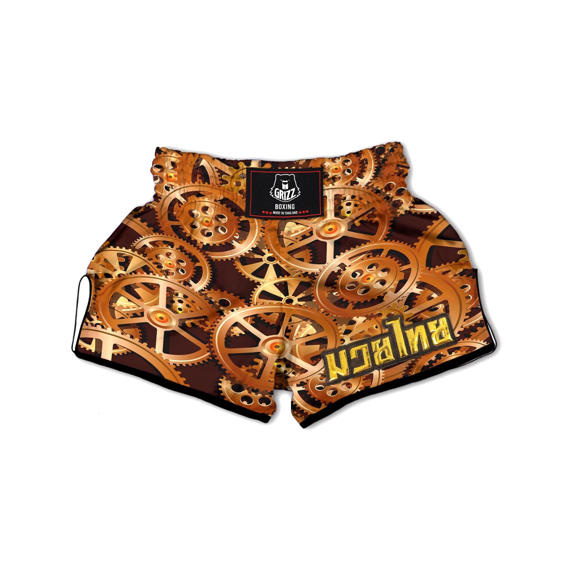 Gears And Steampunk Cogs Print Muay Thai Boxing Shorts-grizzshop