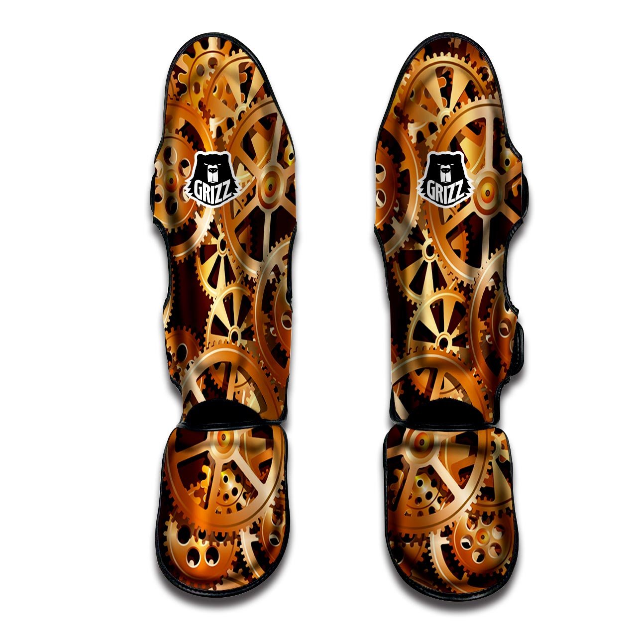 Gears And Steampunk Cogs Print Muay Thai Shin Guards-grizzshop