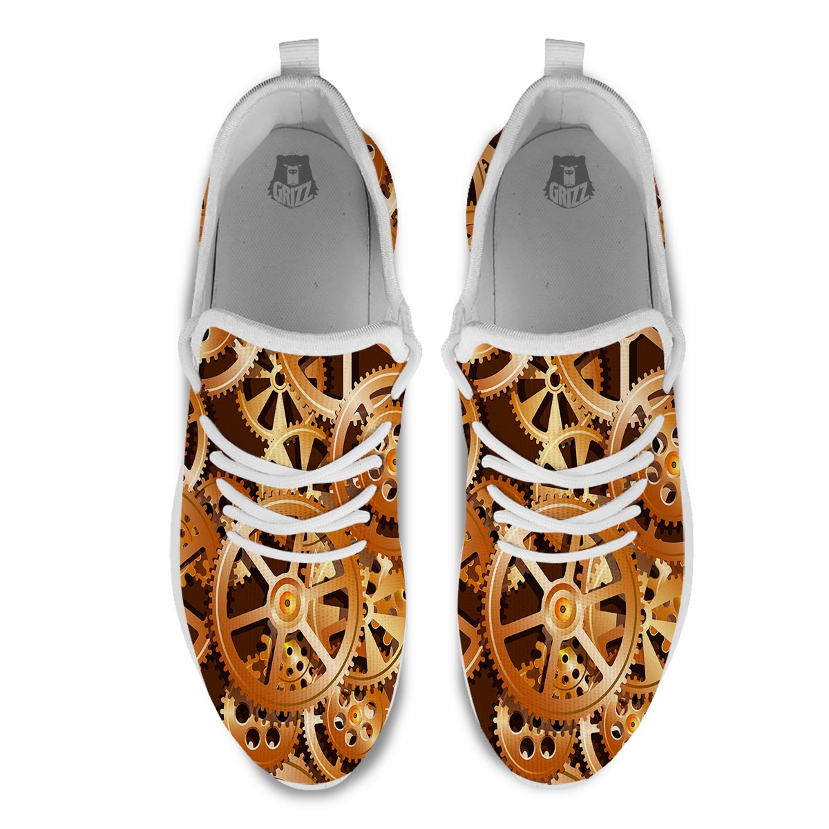 Gears And Steampunk Cogs Print White Athletic Shoes-grizzshop