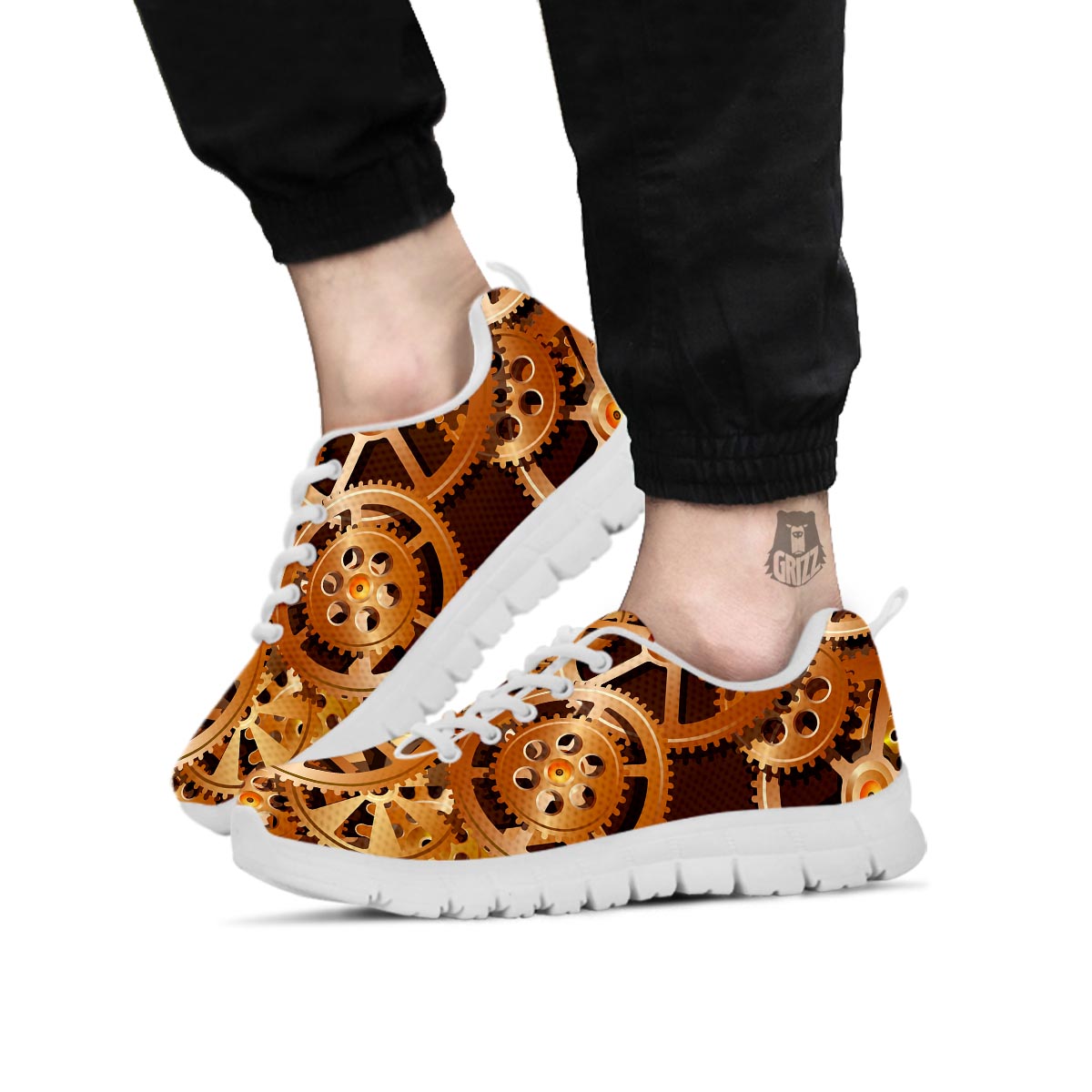 Gears And Steampunk Cogs Print White Sneaker-grizzshop