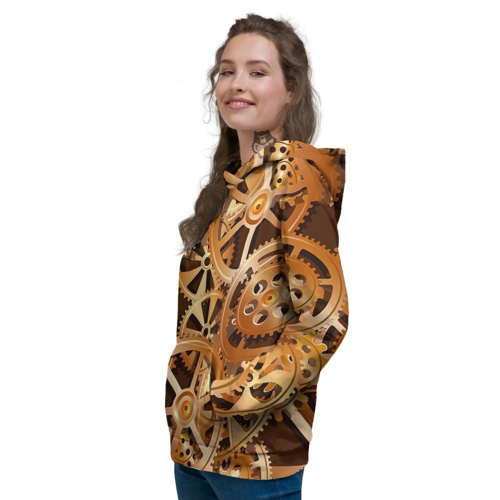 Gears And Steampunk Cogs Print Women's Hoodie-grizzshop