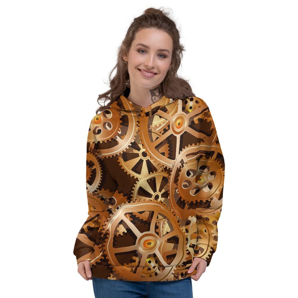 Gears And Steampunk Cogs Print Women's Hoodie-grizzshop