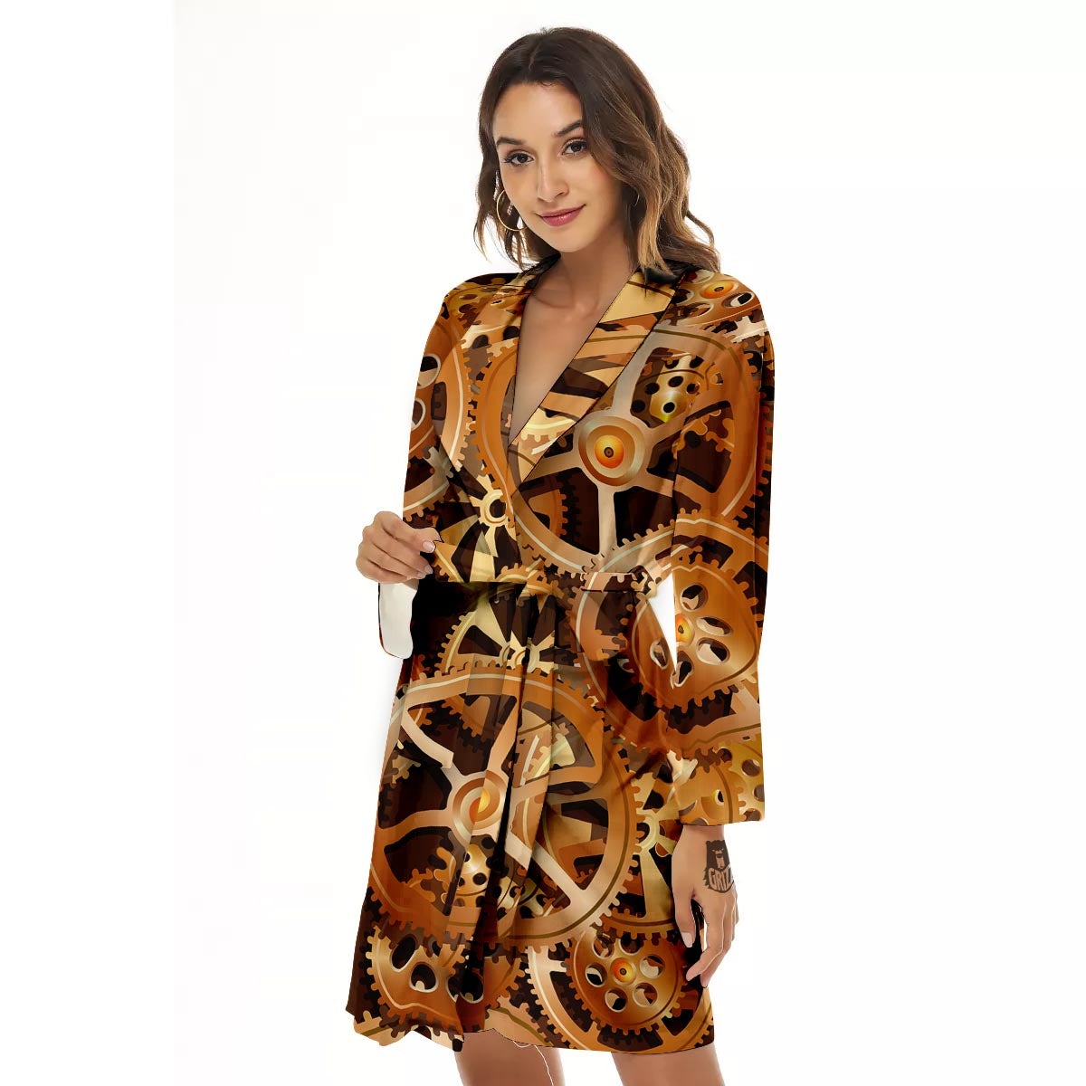 Gears And Steampunk Cogs Print Women's Robe-grizzshop