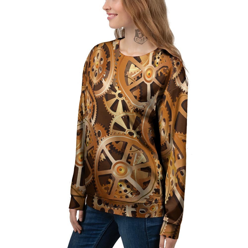 Gears And Steampunk Cogs Print Women's Sweatshirt-grizzshop