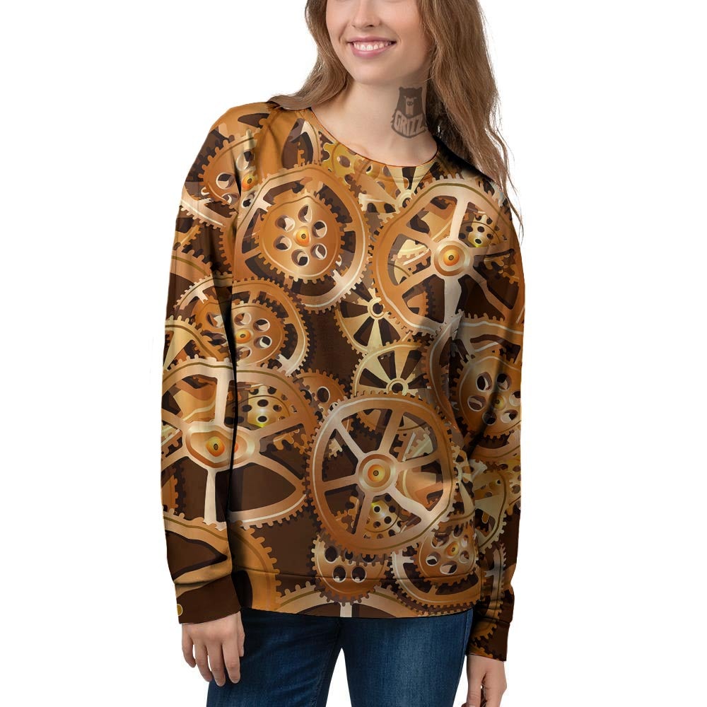 Gears And Steampunk Cogs Print Women's Sweatshirt-grizzshop