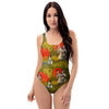 Geisha Japanese Dragon Print One Piece Swimsuite-grizzshop