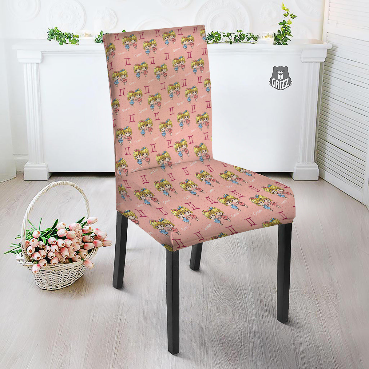 Gemini Cute Cartoon Print Pattern Dining Chair Slipcover-grizzshop