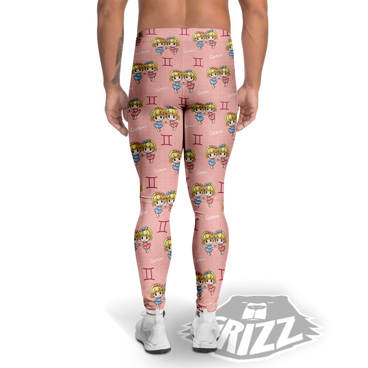 Gemini Cute Cartoon Print Pattern Men's Leggings-grizzshop