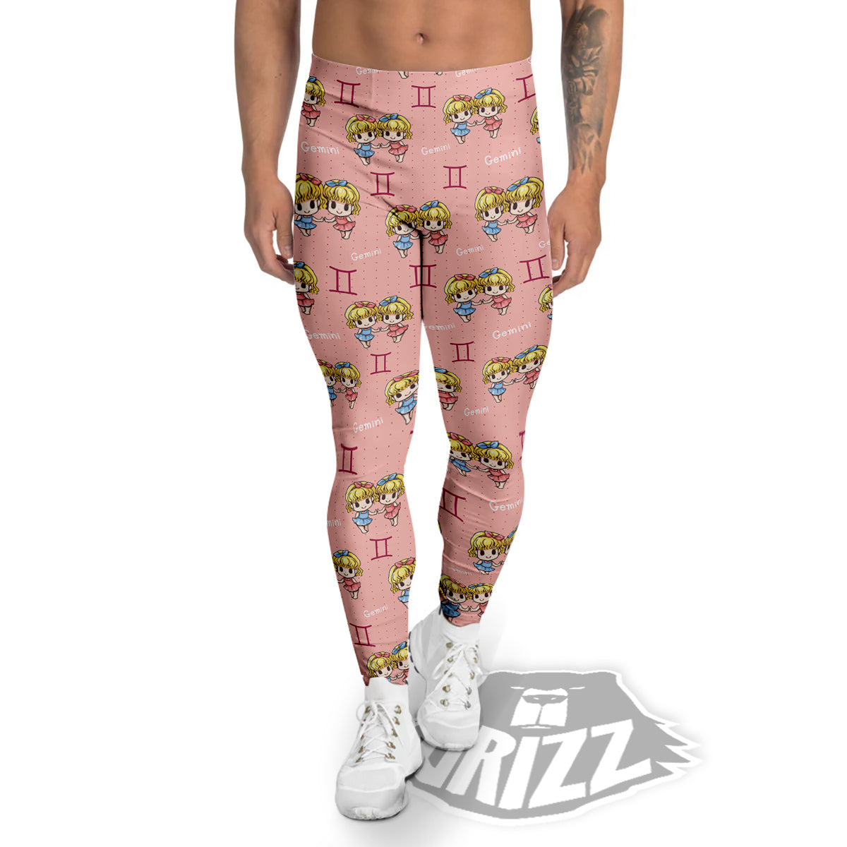 Gemini Cute Cartoon Print Pattern Men's Leggings-grizzshop