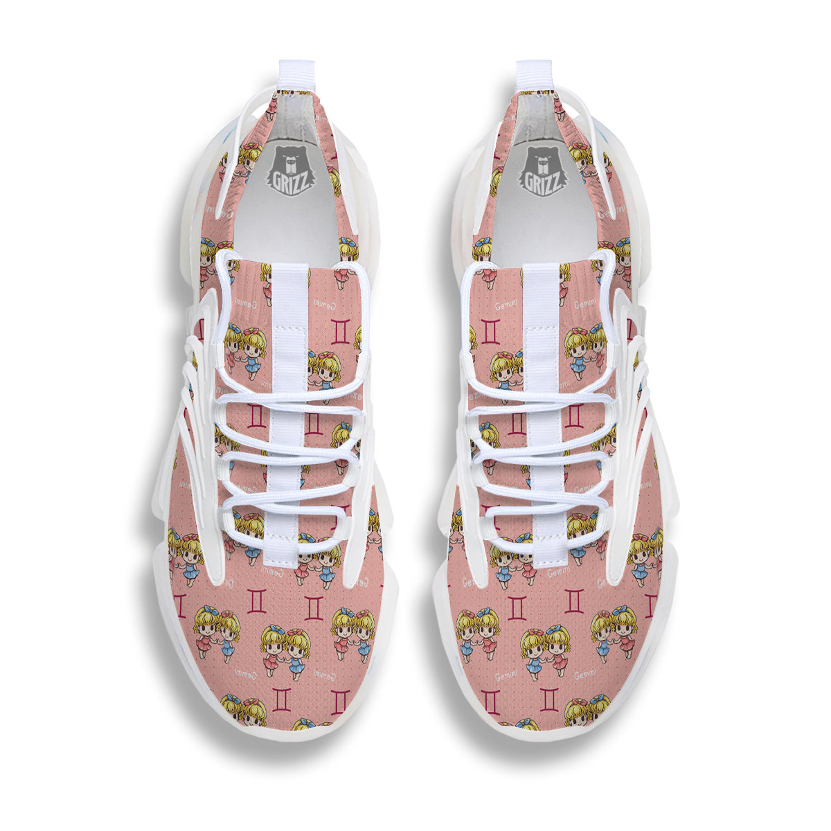 Gemini Cute Cartoon Print Pattern White Gym Shoes-grizzshop