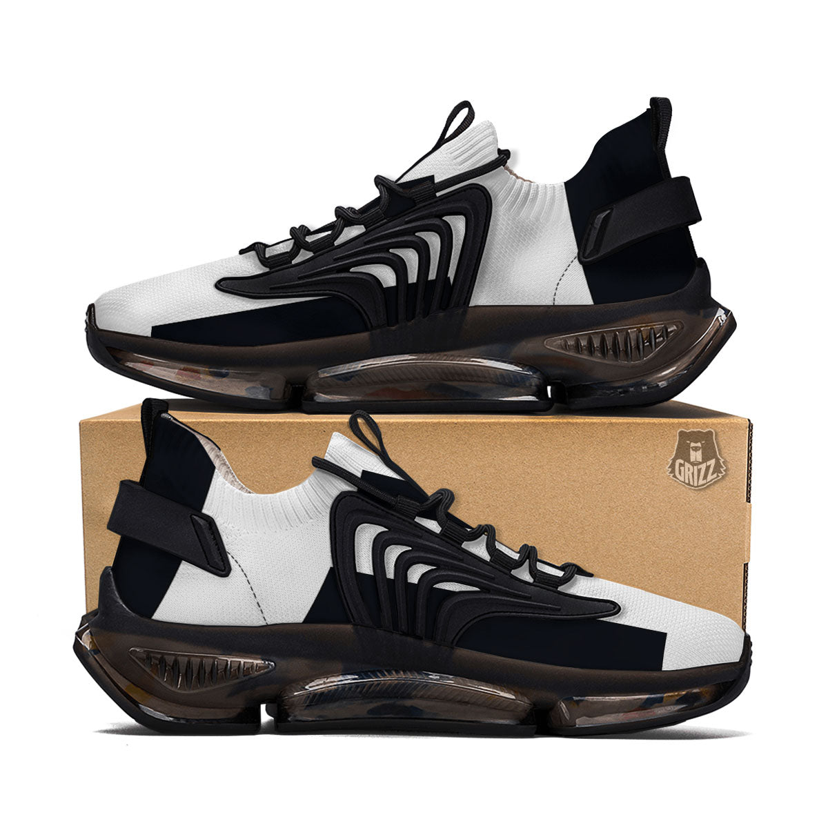 Gemini Sign White And Black Print Black Gym Shoes-grizzshop