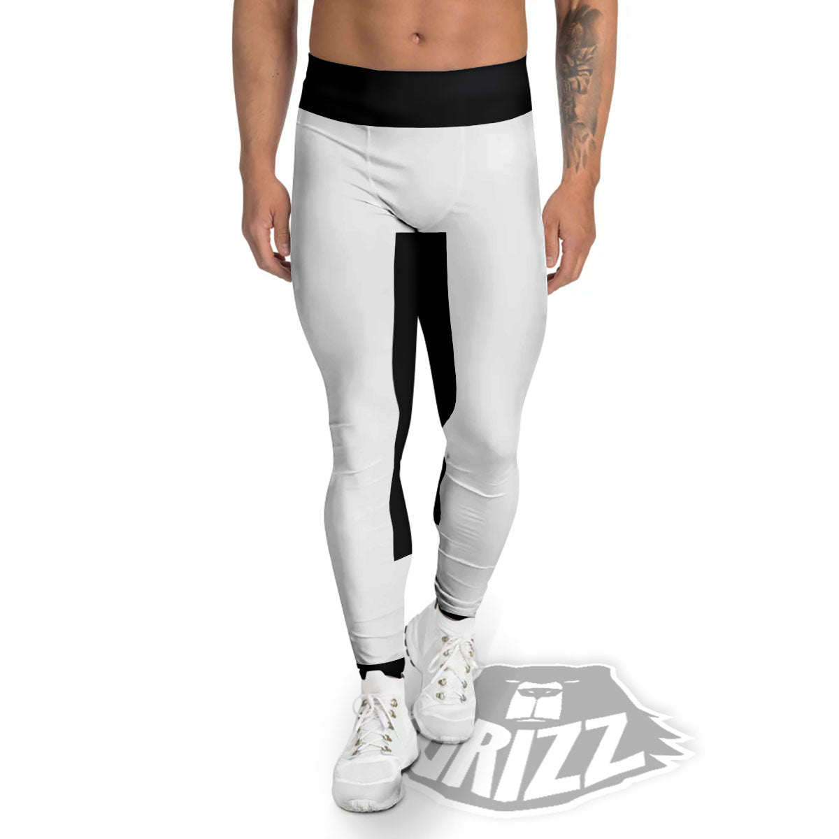 Gemini Sign White And Black Print Men's Leggings-grizzshop