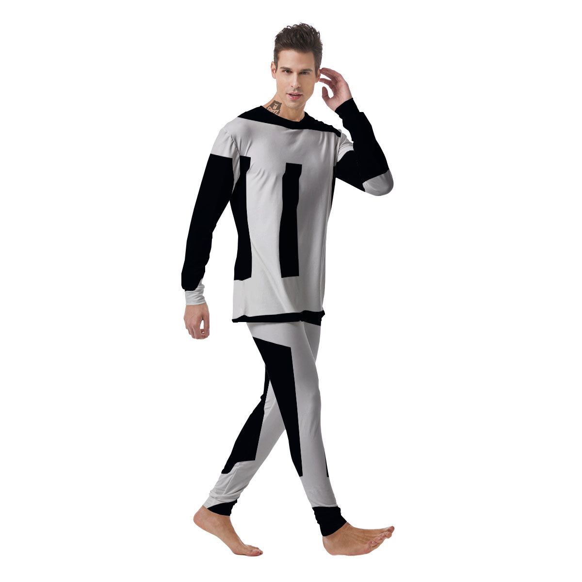 Gemini Sign White And Black Print Men's Pajamas-grizzshop