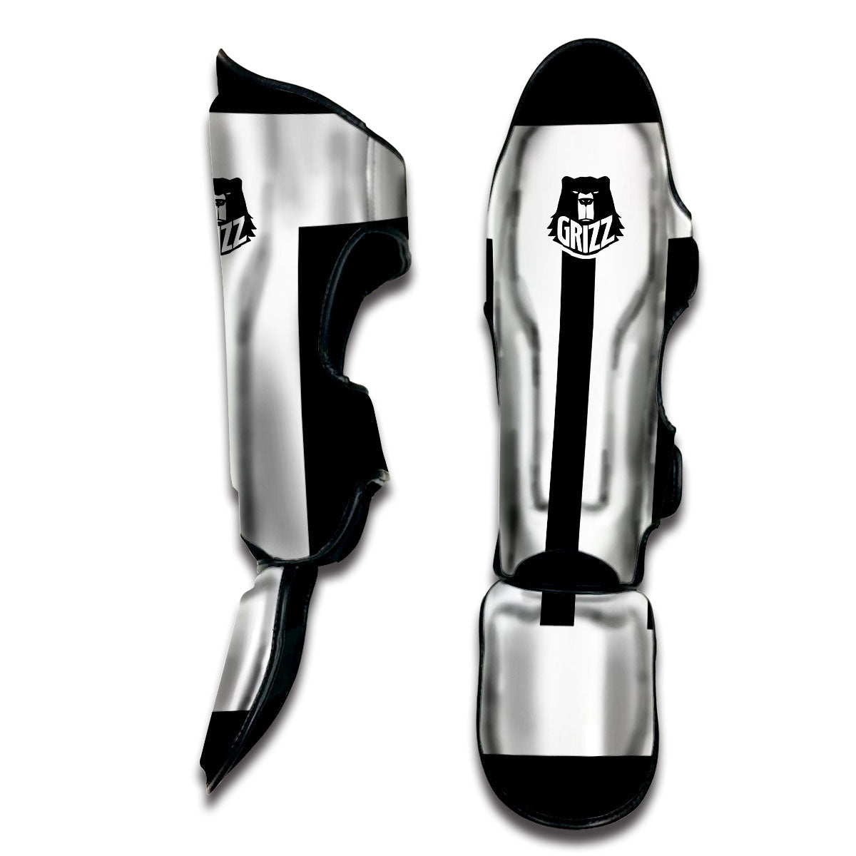 Gemini Sign White And Black Print Muay Thai Shin Guards-grizzshop