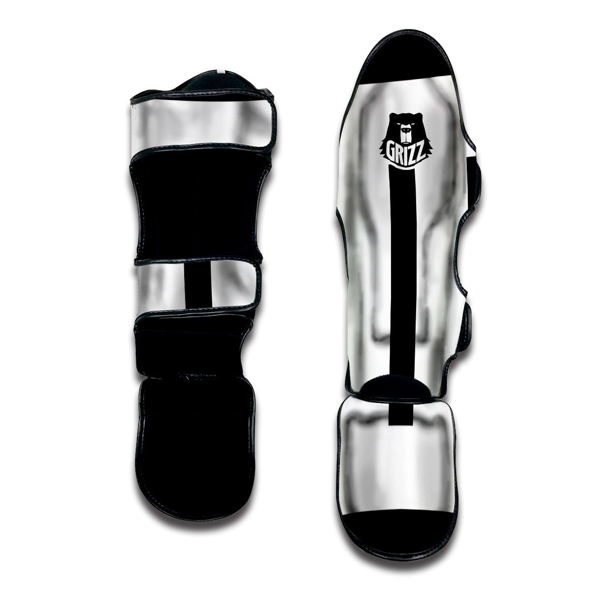 Gemini Sign White And Black Print Muay Thai Shin Guards-grizzshop