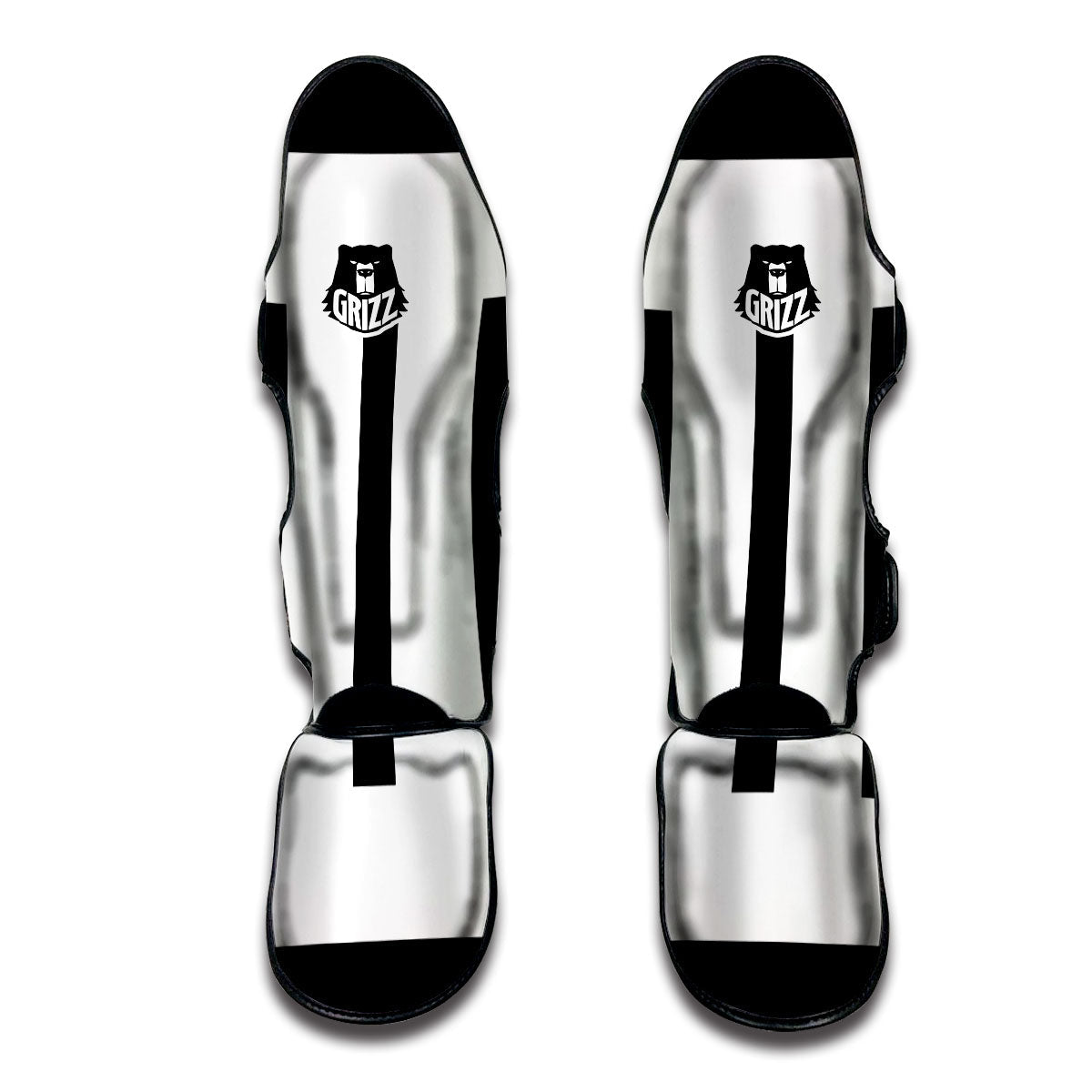 Gemini Sign White And Black Print Muay Thai Shin Guards-grizzshop