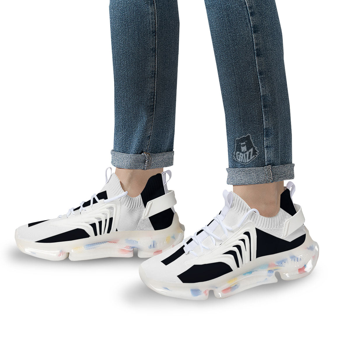 Gemini Sign White And Black Print White Gym Shoes-grizzshop