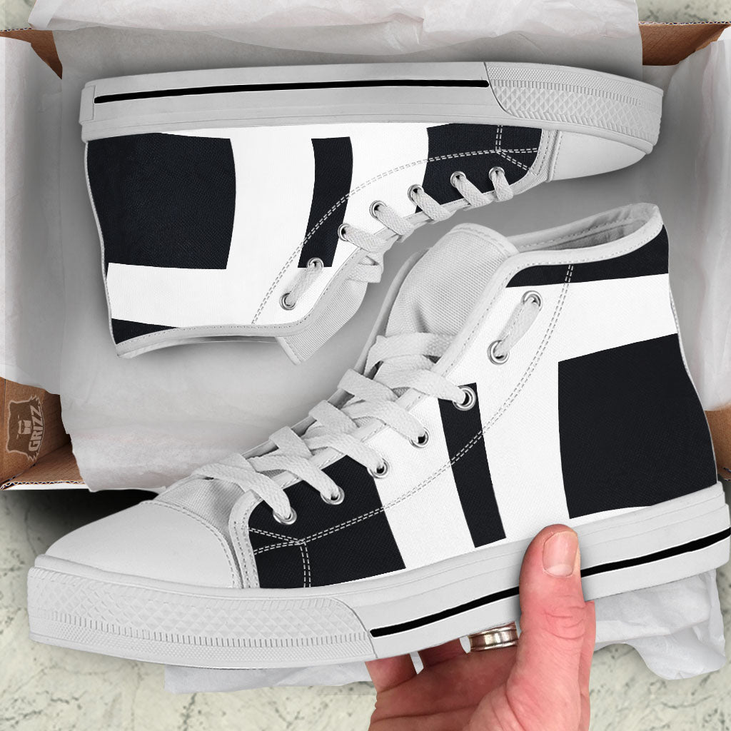 Gemini Sign White And Black Print White High Top Shoes-grizzshop