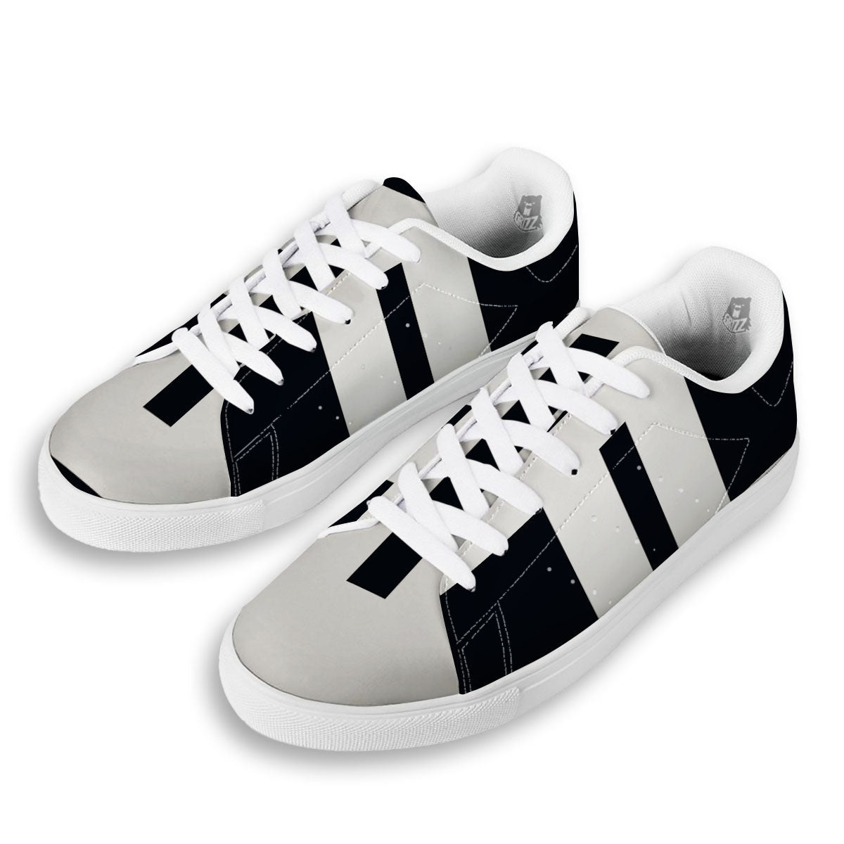 Gemini Sign White And Black Print White Low Top Sneakers-grizzshop