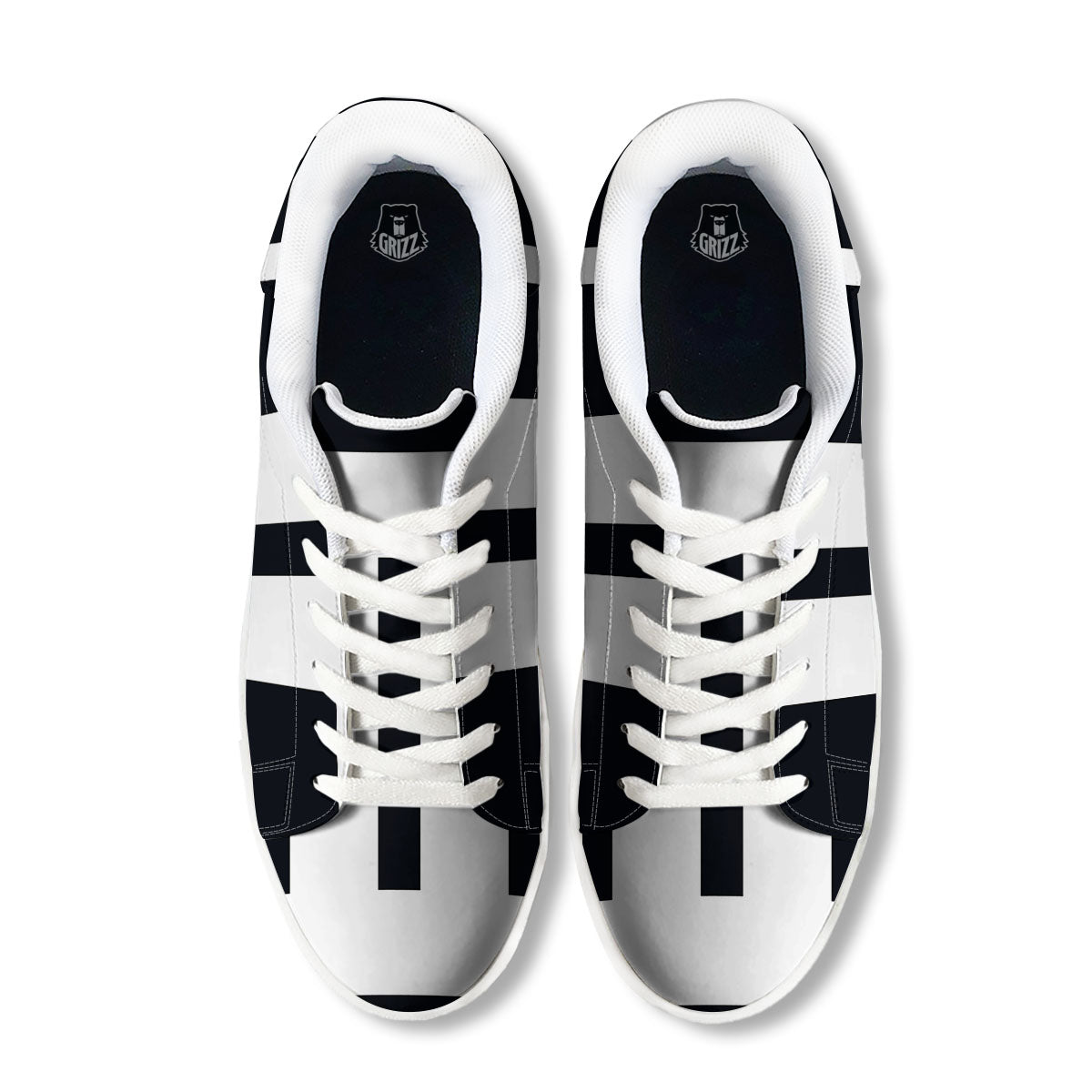 Gemini Sign White And Black Print White Low Top Sneakers-grizzshop