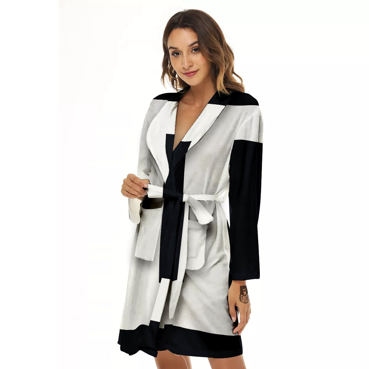 Gemini Sign White And Black Print Women's Robe-grizzshop