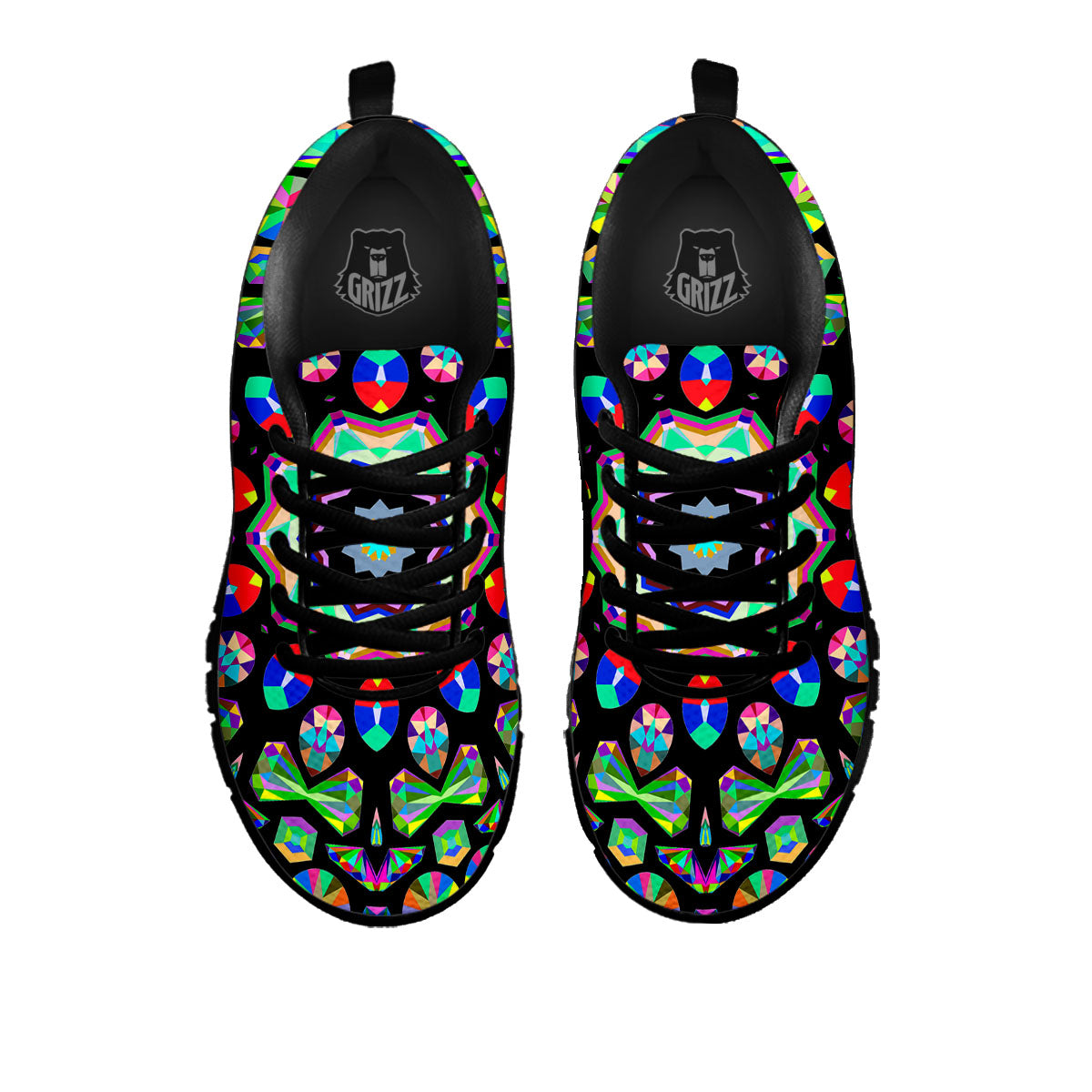 Gems Kaleidoscope Colorful Print Black Sneaker-grizzshop