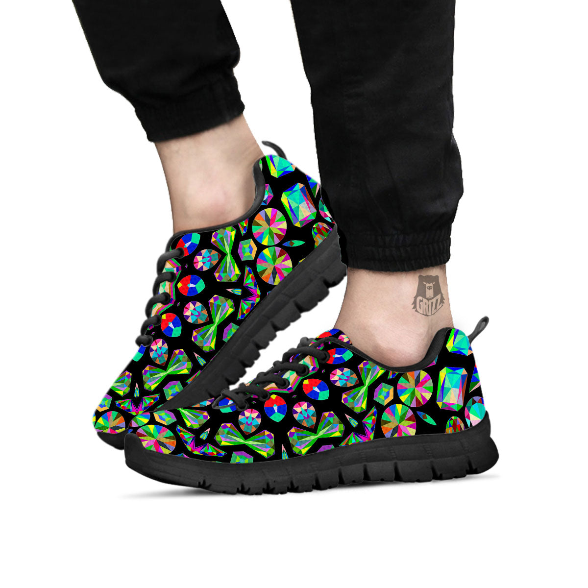 Gems Kaleidoscope Colorful Print Black Sneaker-grizzshop