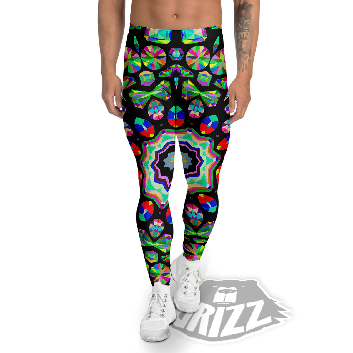 Gems Kaleidoscope Colorful Print Men's Leggings-grizzshop