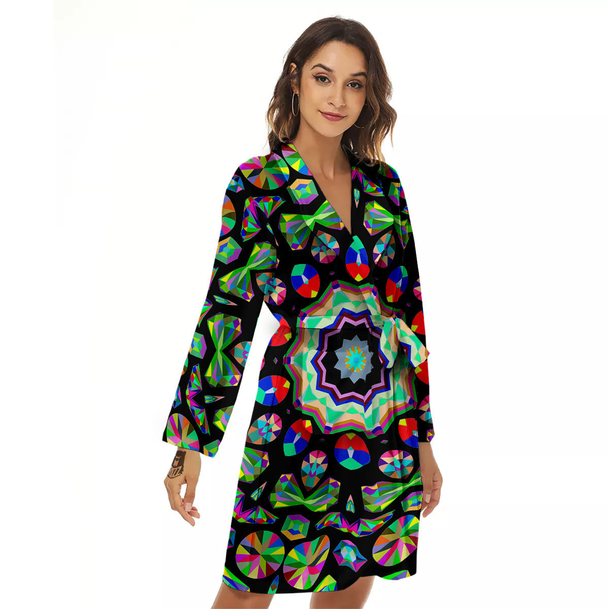 Gems Kaleidoscope Colorful Print Women's Robe-grizzshop